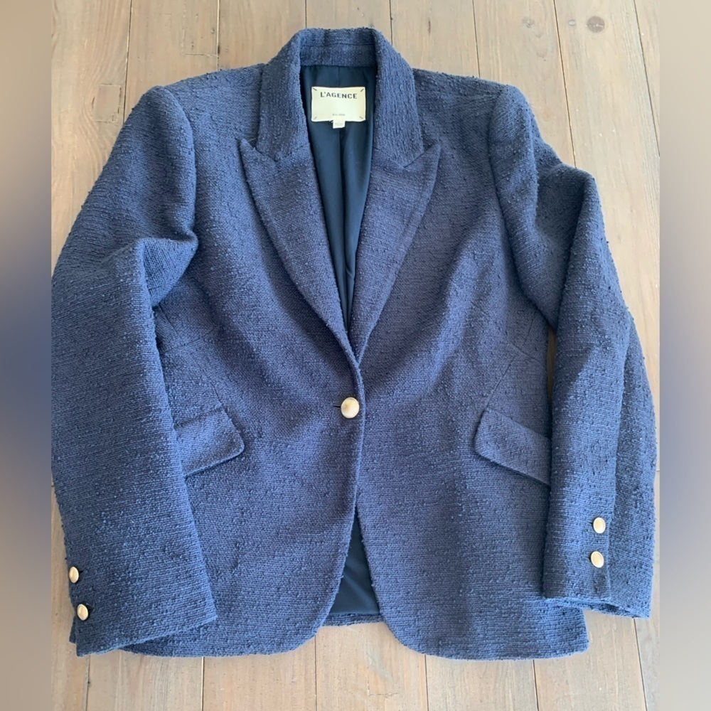 L’Agence Chamberlain blazer in midnight blue tweed